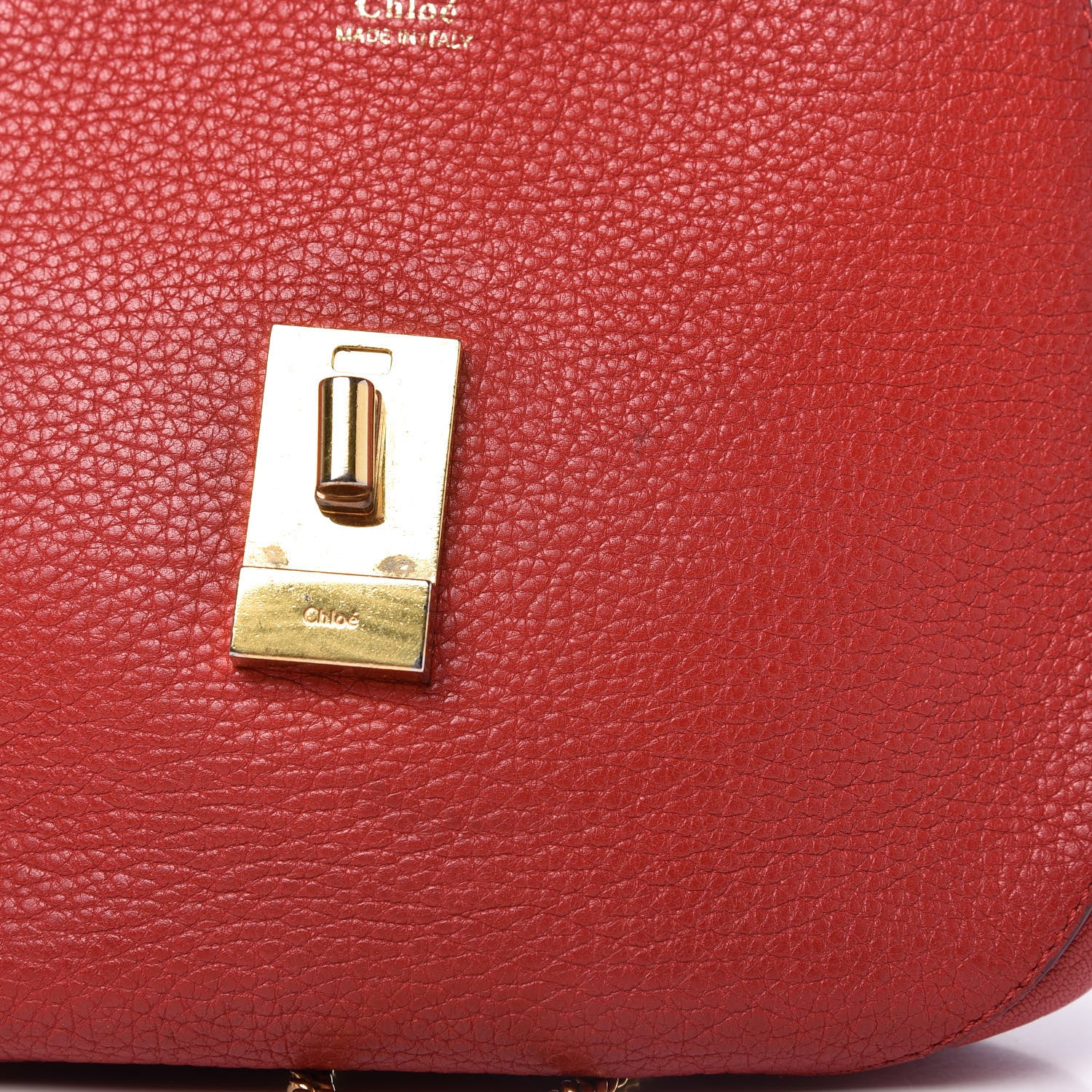 Chloe Grained Lambskin Drew Shoulder Bag Plaid Red 12 of 13