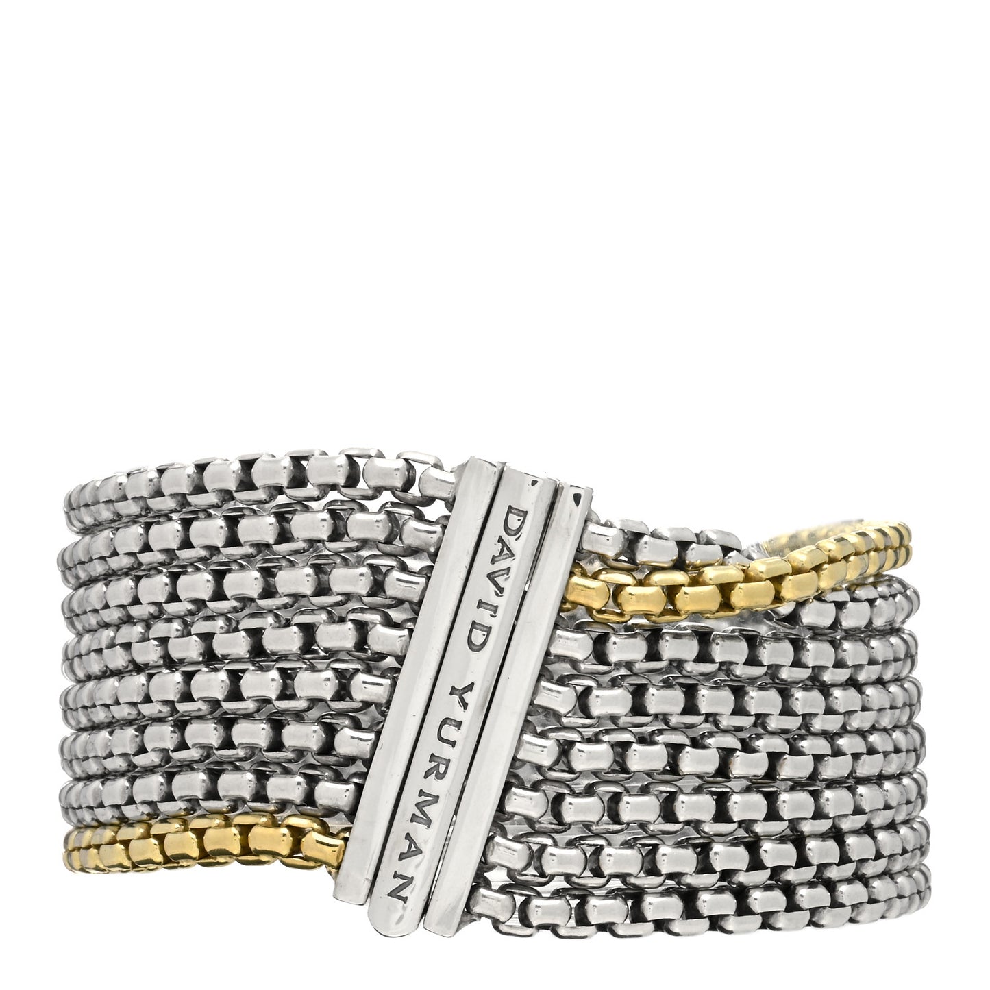Sterling Silver 18K Yellow Gold Eight-Row Box Chain Bracelet