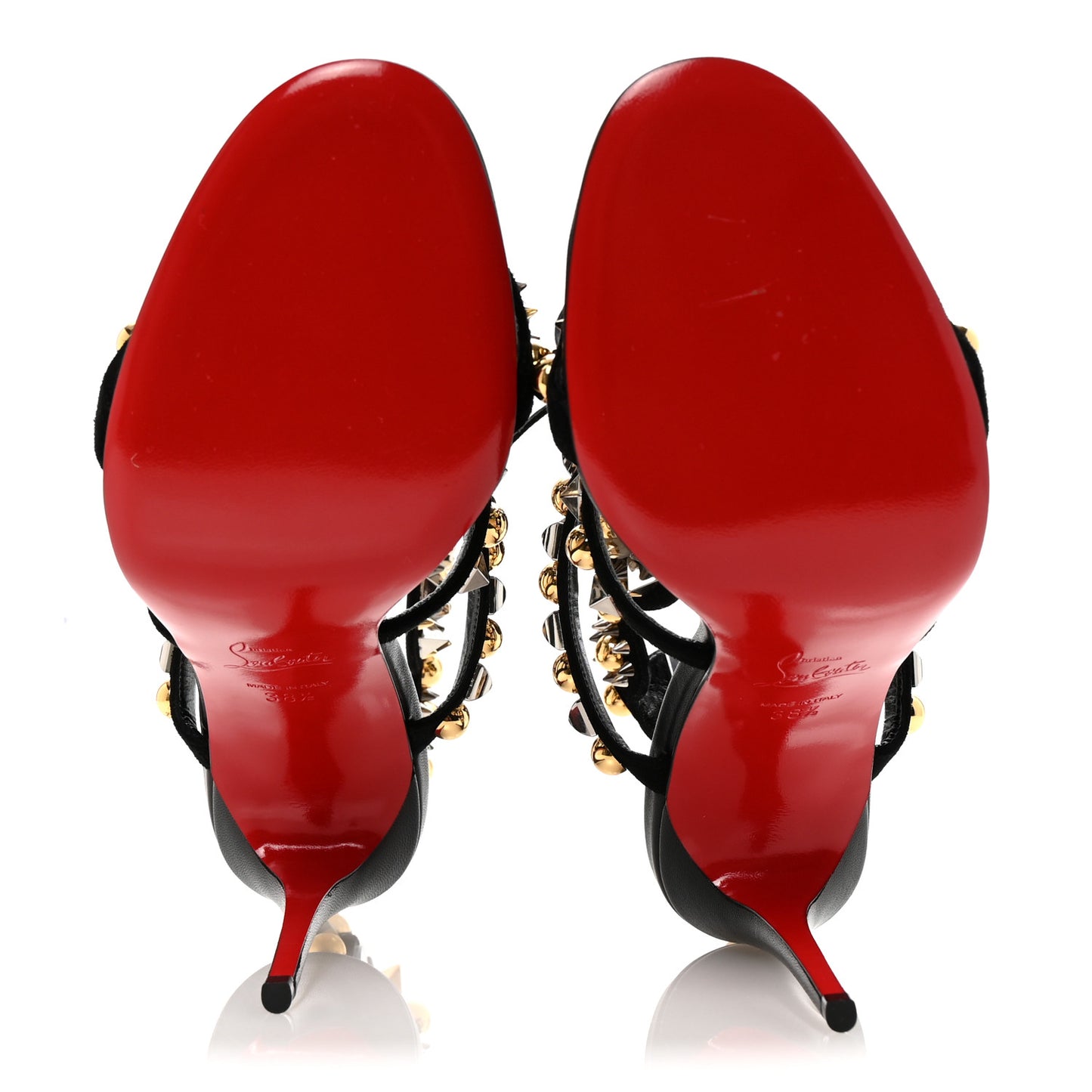 Shiny Nappa Studded Kaleikita 100 Sandals 38.5 Black