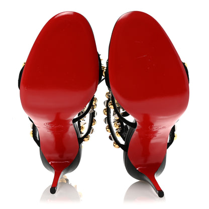 Christian Louboutin Shiny Nappa Studded Kaleikita 100 Sandals 38.5 Black 6 of 10