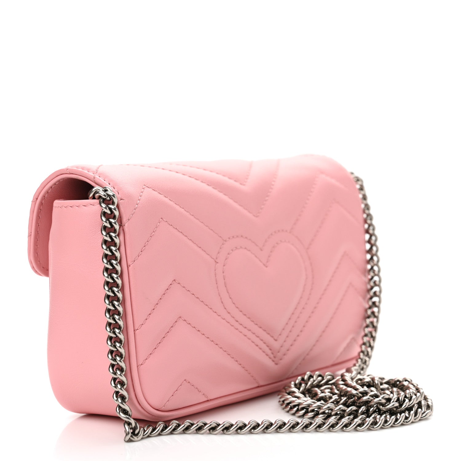 Gucci Calfskin Matelasse Super Mini GG Marmont Shoulder Bag Wild Rose 3 of 10