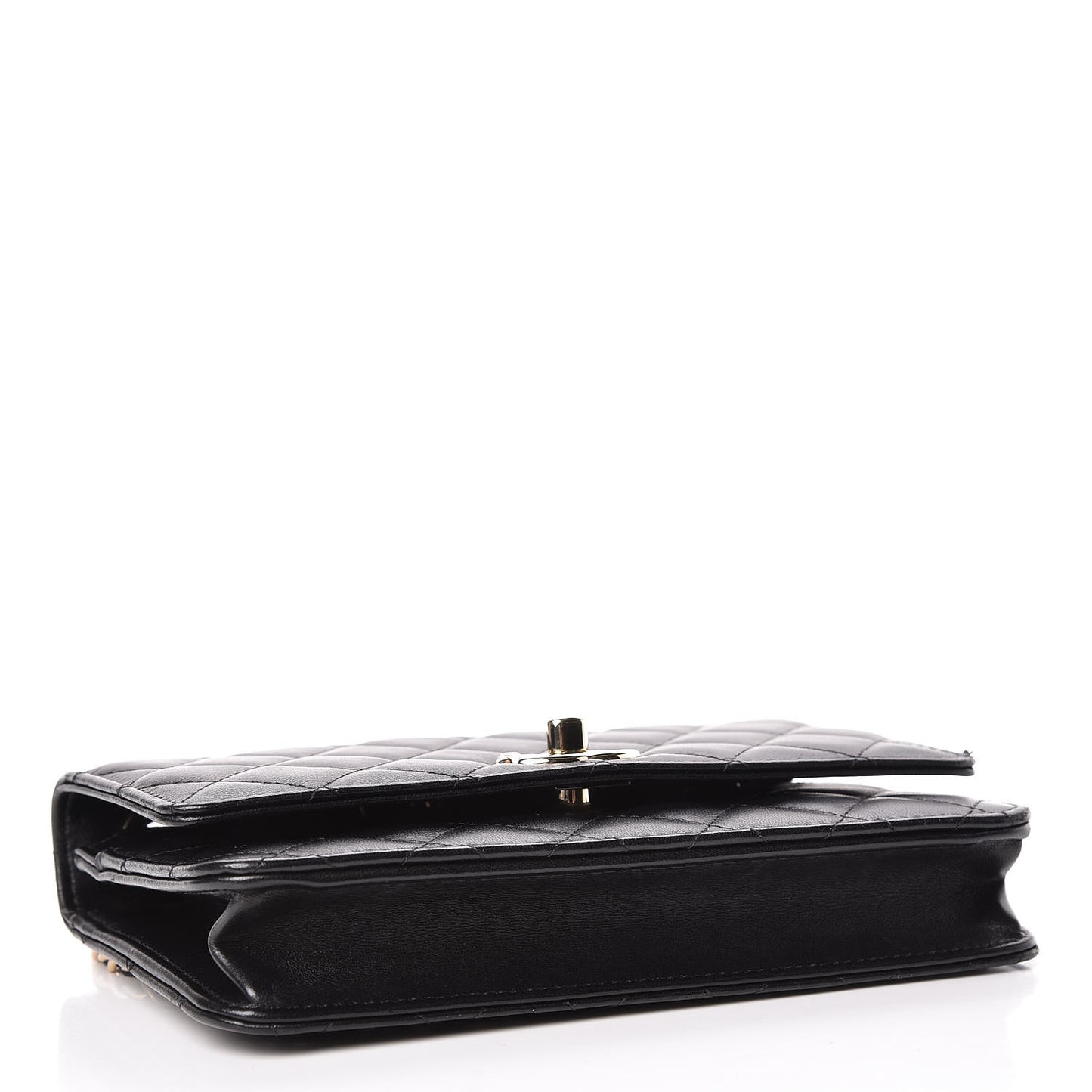 Lambskin Quilted Trendy CC Wallet On Chain WOC Black