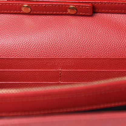 Saint Laurent Grain De Poudre Matelasse Chevron Monogram Chain Wallet Red 9 of 12