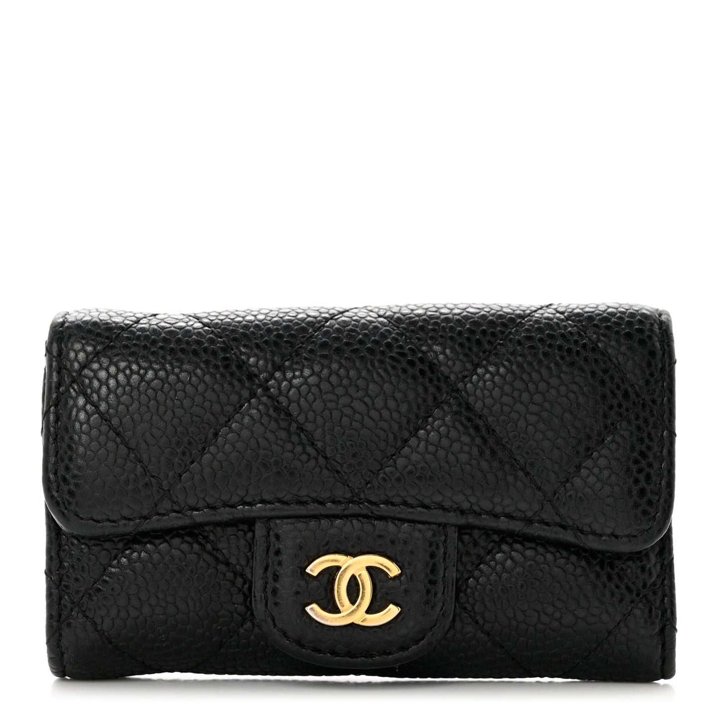 Caviar Quilted 6 Key Holder Black