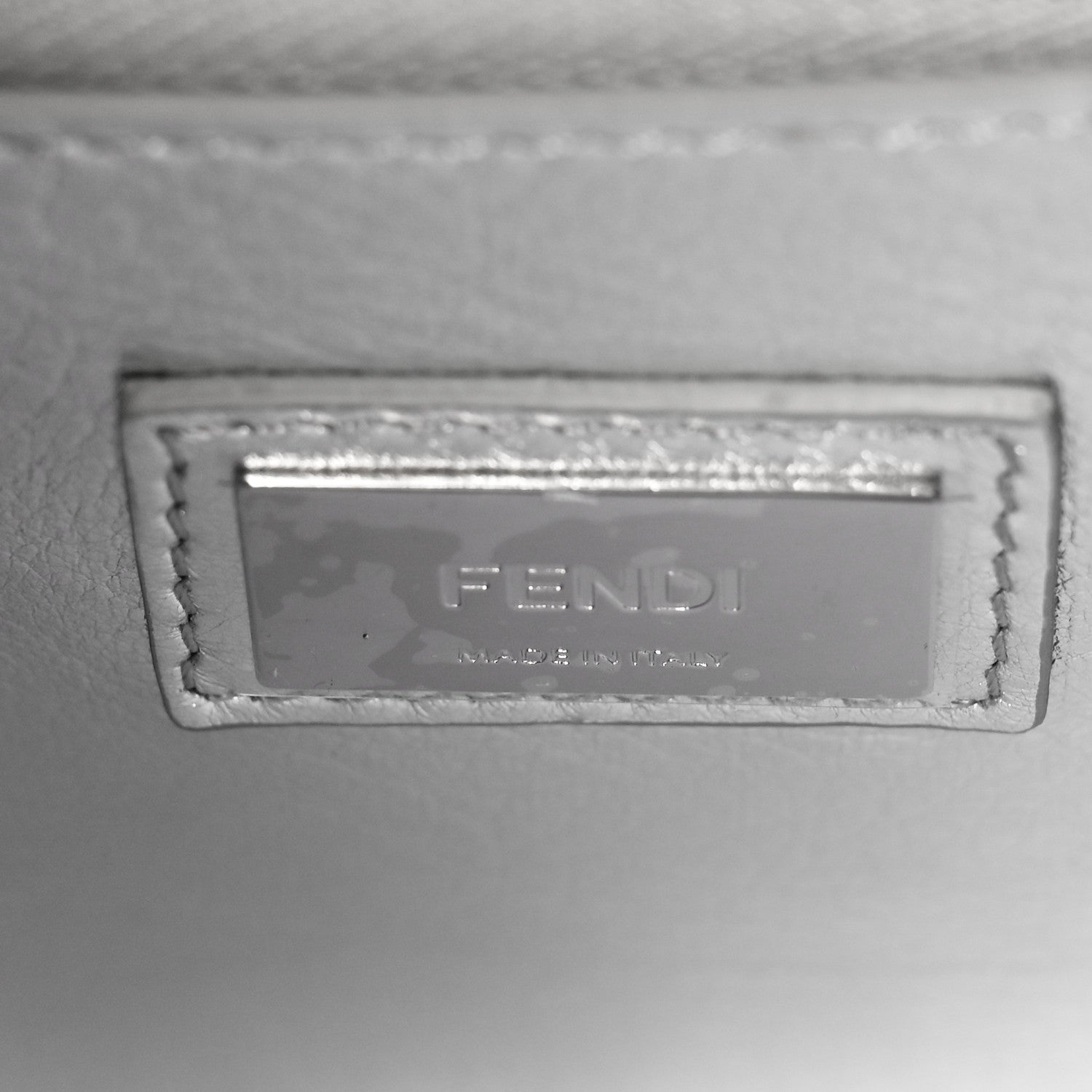 Fendi Vitello Catalan Mirror Medium Peekaboo Iconic Satchel Argento 6 of 8