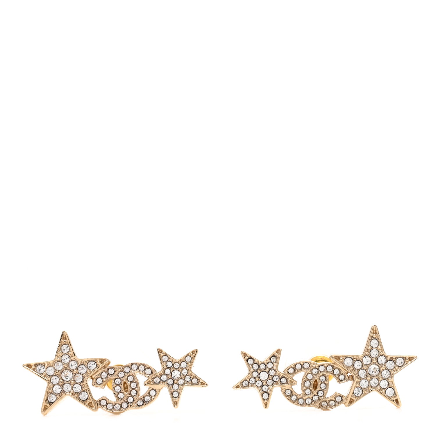 Chanel Crystal Star CC Earrings Gold 1 of 4