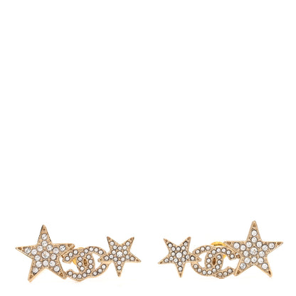 Chanel Crystal Star CC Earrings Gold 1 of 4