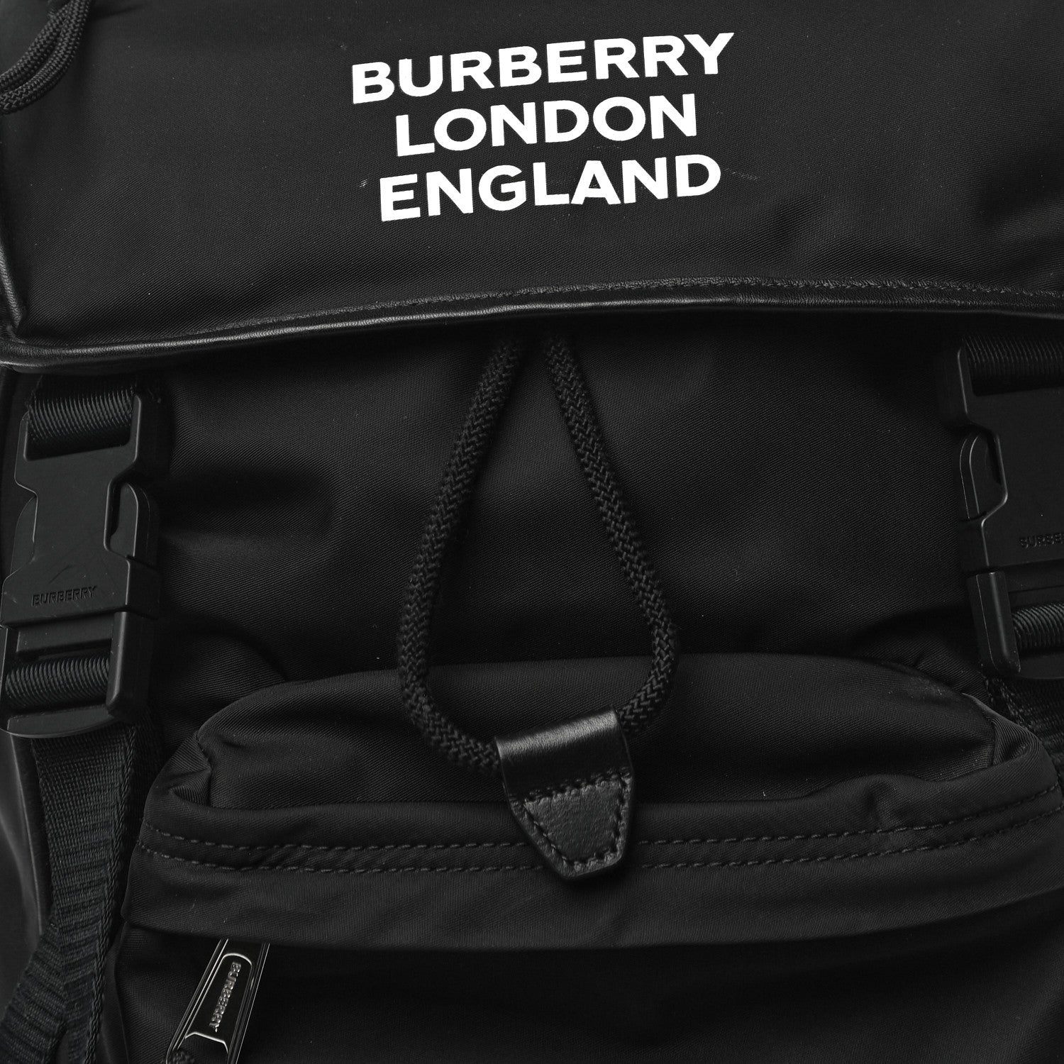 Burberry Nylon Logo Print Rocky Backpack Black 6 of 19