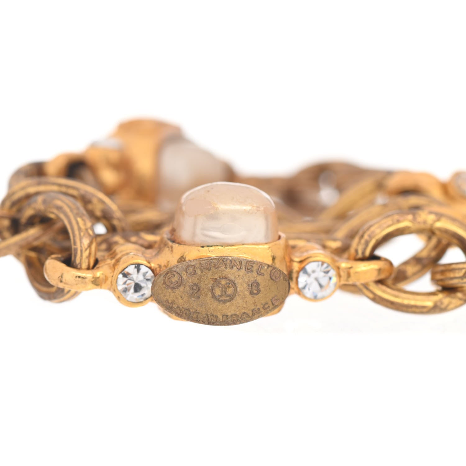 Chanel Pearl Crystal CC Bracelet Gold 4 of 4