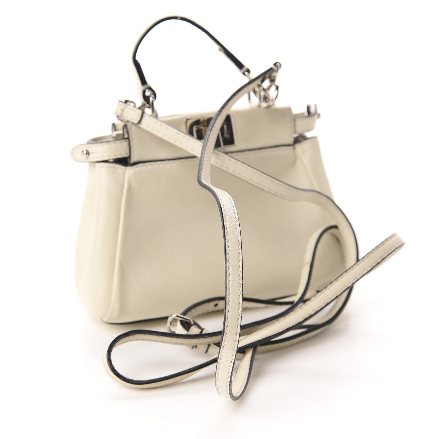 Shiny Nappa Micro Peekaboo Iconic Satchel White