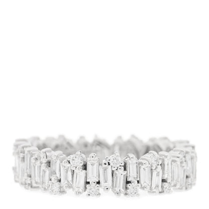 Suzanne Kalan 18K White Gold Diamond Classic Shimmer Eternity Band Ring 54 6.75 3 of 4