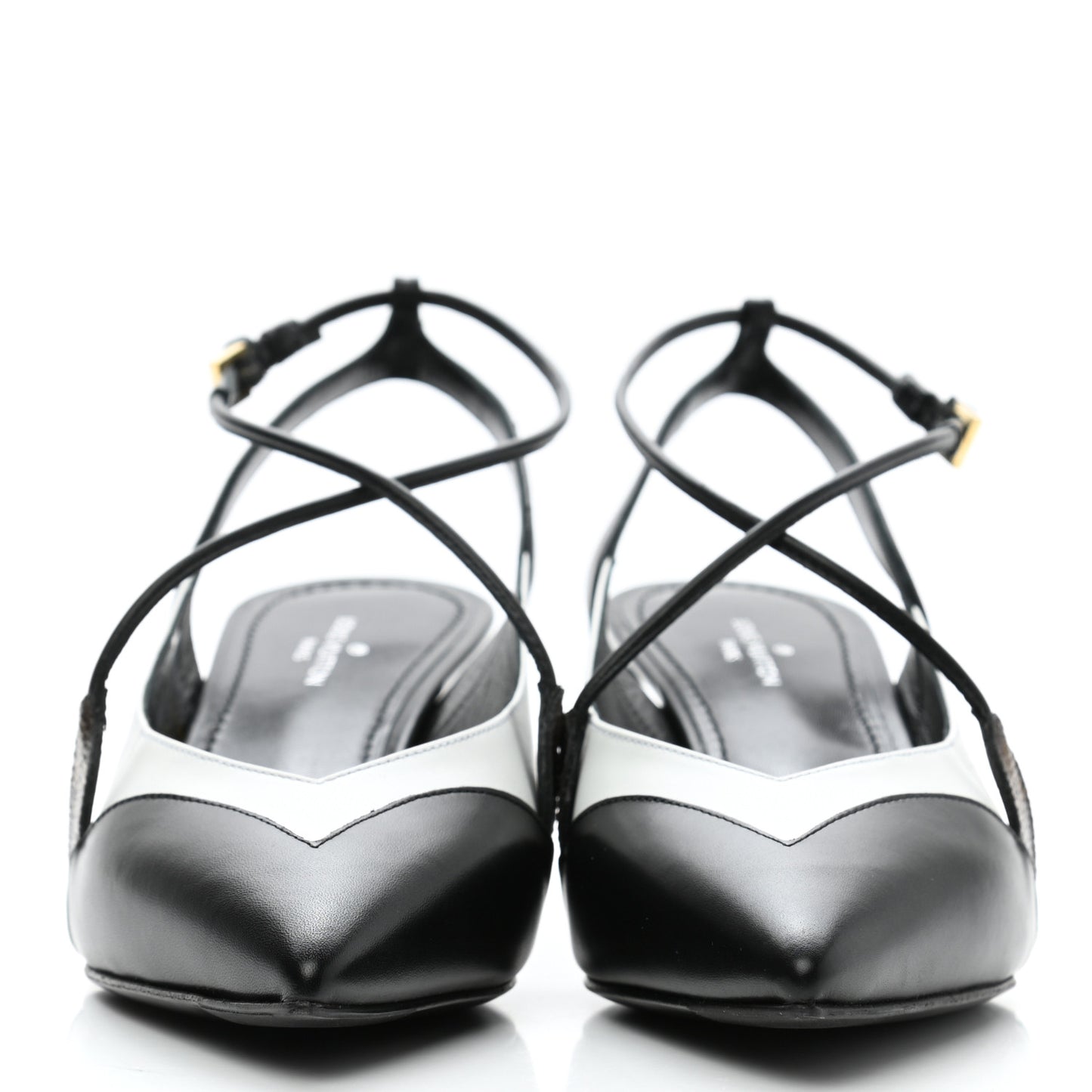 Calfskin Line Up Slingback Pumps 36 Black White