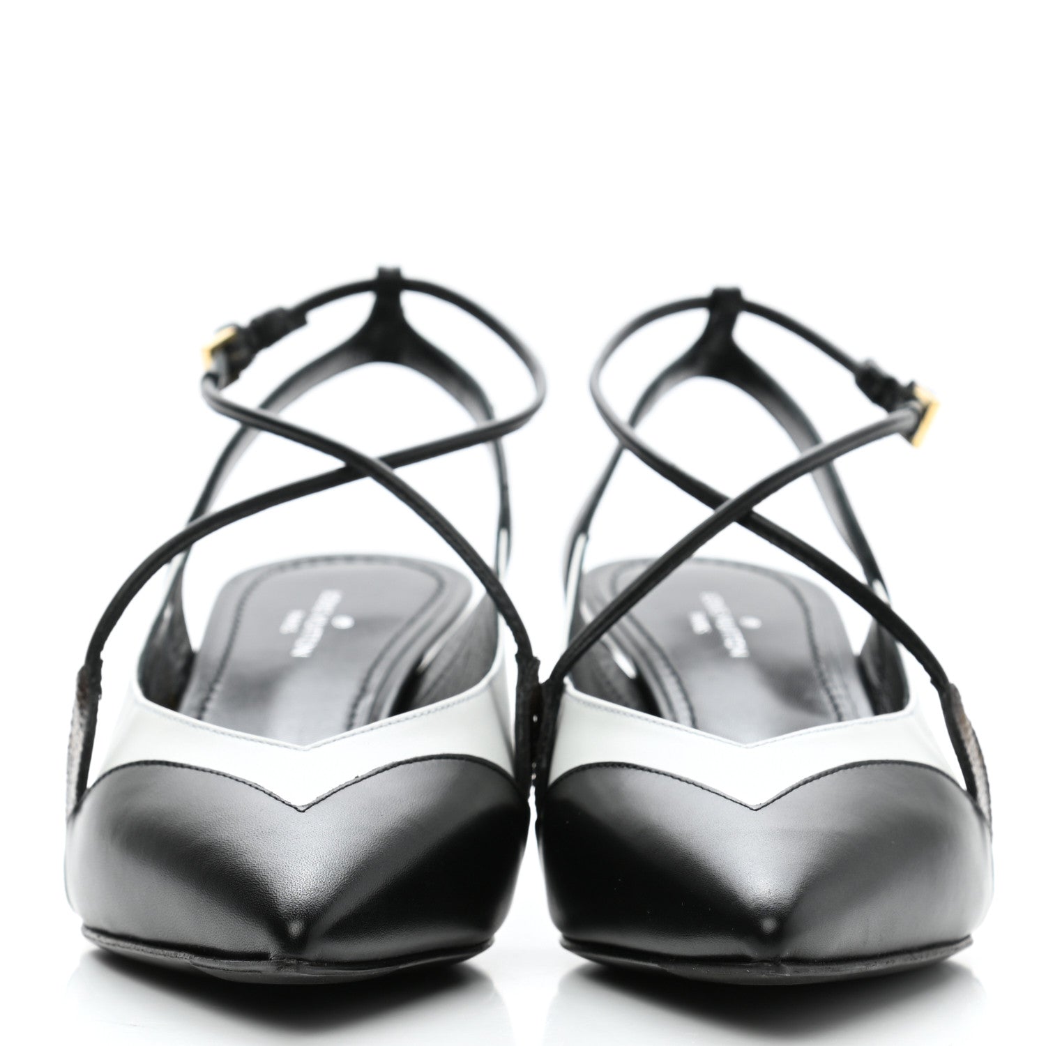 Louis Vuitton Calfskin Line Up Slingback Pumps 36 Black White 2 of 8