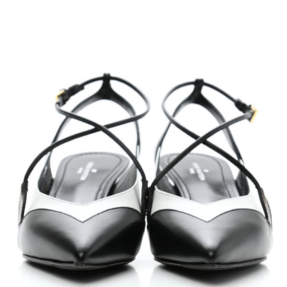 Louis Vuitton Calfskin Line Up Slingback Pumps 36 Black White 2 of 8