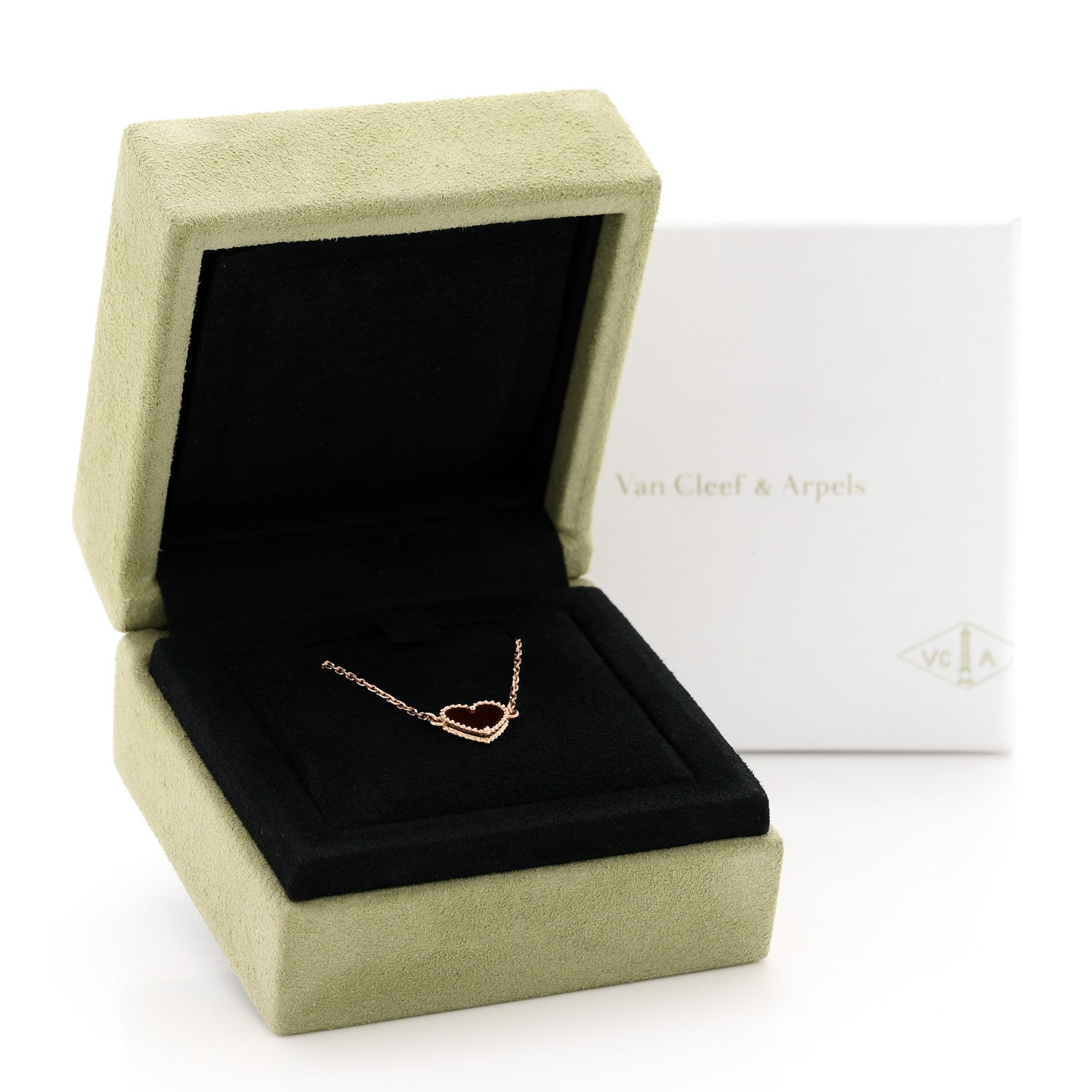 Van Cleef & Arpels 18K Rose Gold Carnelian Sweet Alhambra Heart