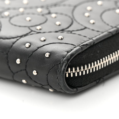 Chanel Lambskin Camellia Studded Medium Gusset Zip Around Wallet Black 11 of 12
