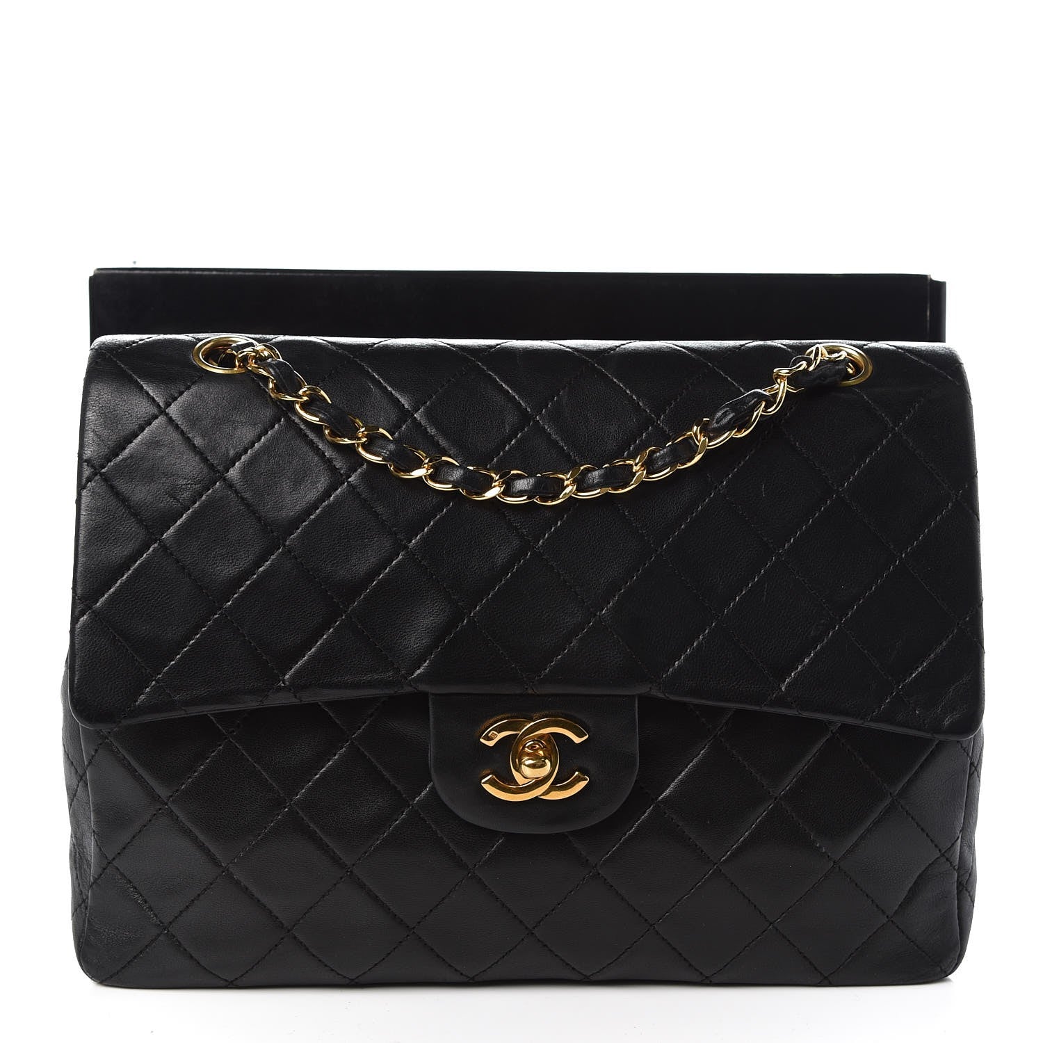 Chanel Lambskin Quilted Medium Double Flap Black 10 of 10