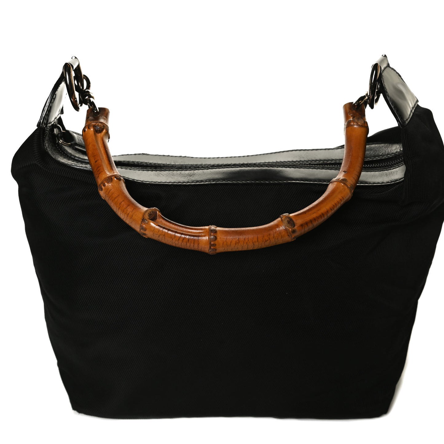 Nylon Bamboo Top Handle Hobo Black