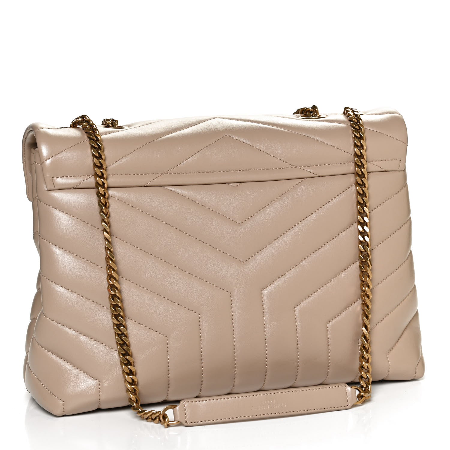 Saint Laurent Calfskin Y Quilted Monogram Medium Loulou Chain Satchel Dark Latte 2 of 11