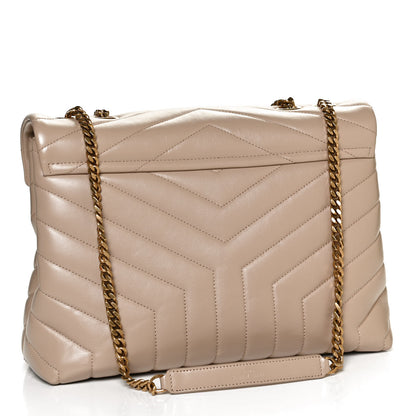 Saint Laurent Calfskin Y Quilted Monogram Medium Loulou Chain Satchel Dark Latte 2 of 11