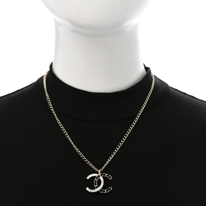 Chanel Lambskin Crystal CC Chain Necklace Gold Black 2 of 6