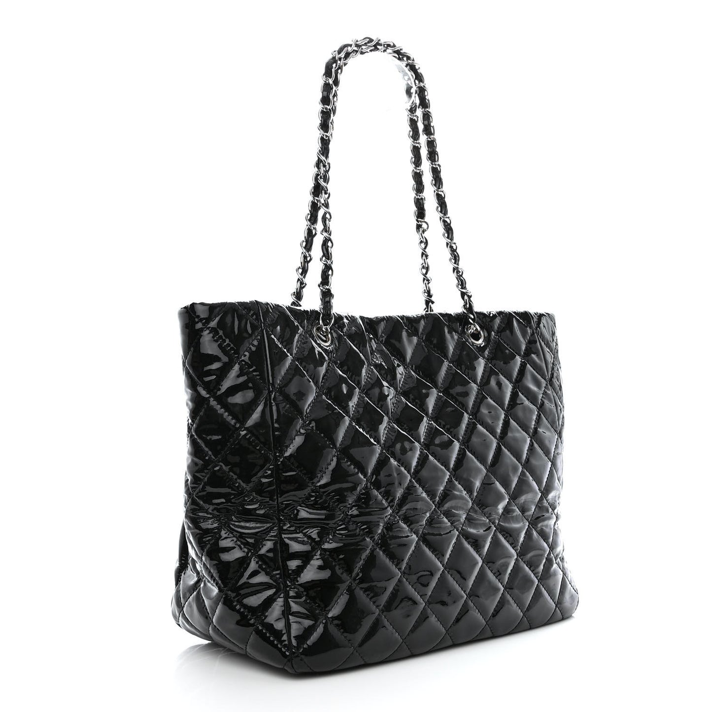 Patent Quilted Chic and Glitter Large Tote Black