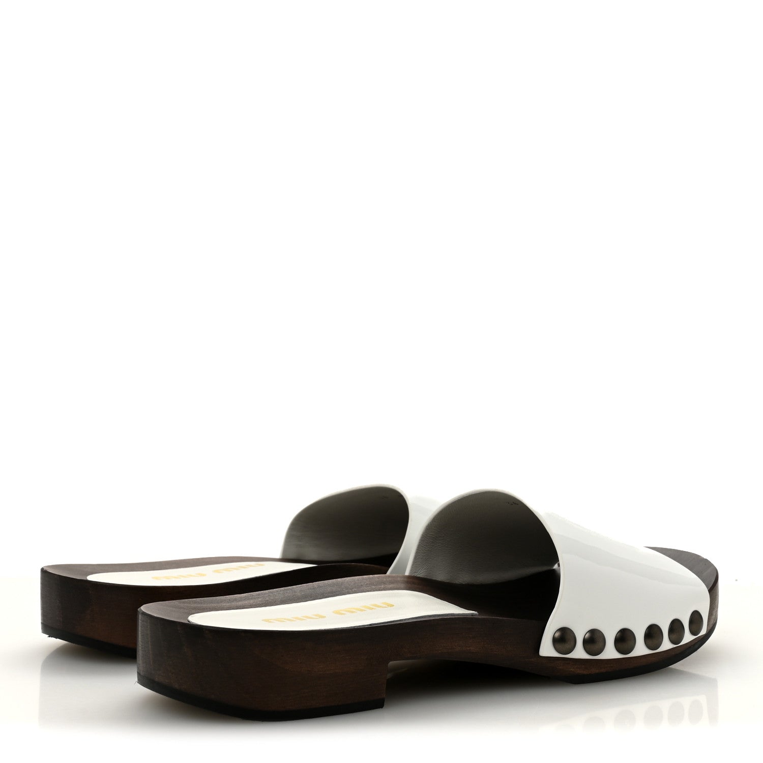 Miu Miu Vernice Logo Slide Clogs 36 White 5 of 10