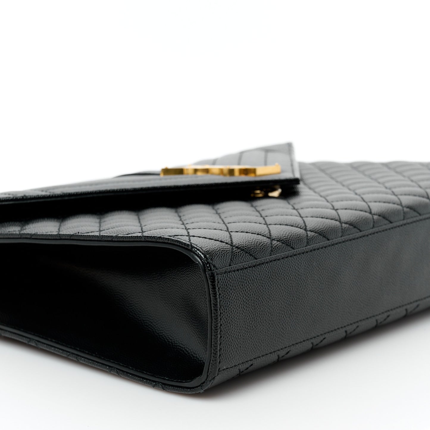 Grain De Poudre Textured Mixed Matelasse Large Triquilt Monogram Satchel Black