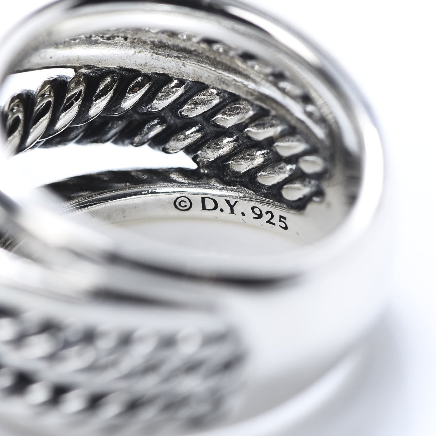 Sterling Silver 15mm Narrow Crossover Cable Ring 50 5.25