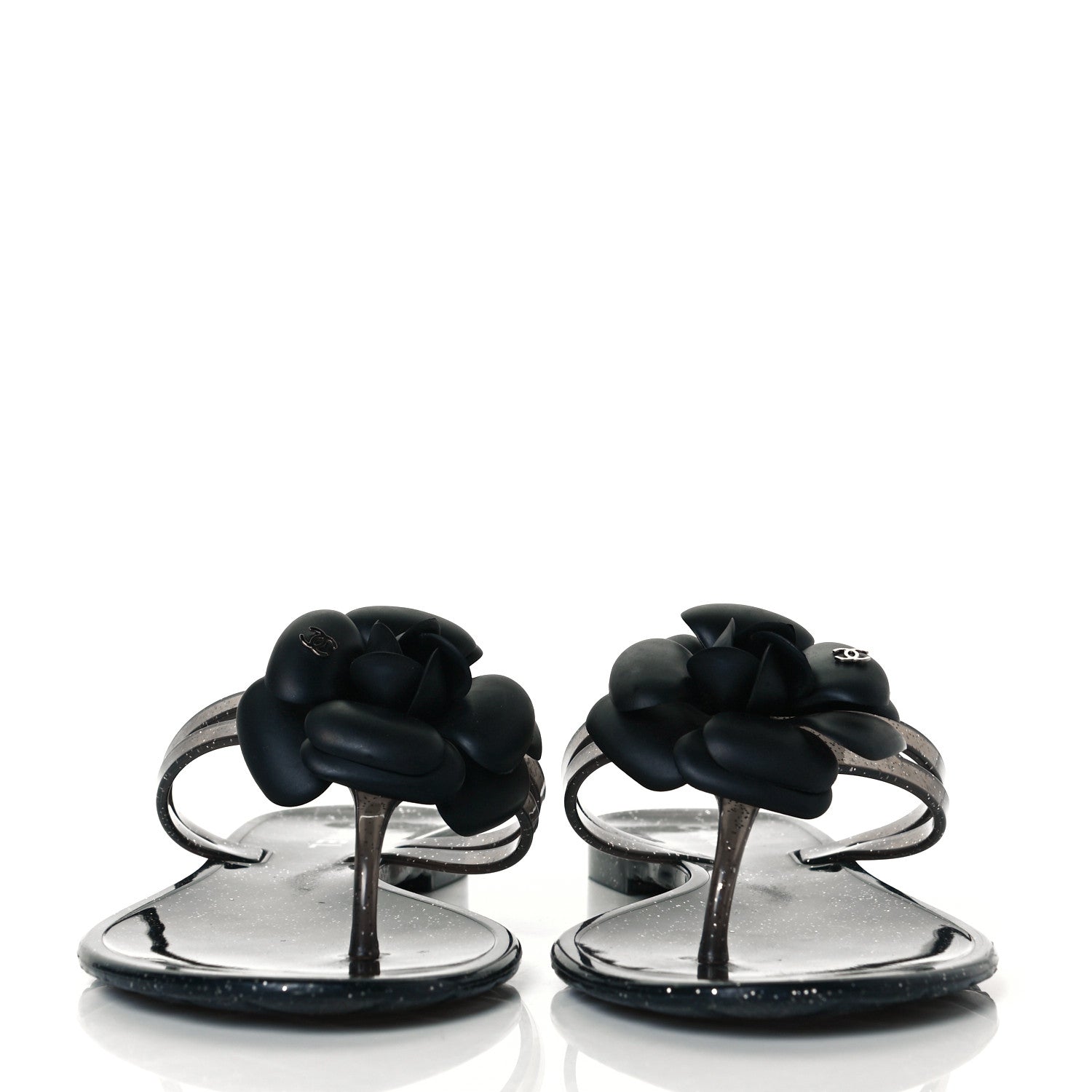 Chanel Jelly Quilted Camellia Thong Sandals 39 Black 3 of 7