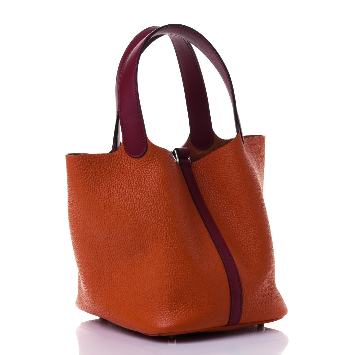 Hermes Taurillon Clemence Swift Eclat Picotin Lock 22 MM Orange Rouge Grenat 2 of 4