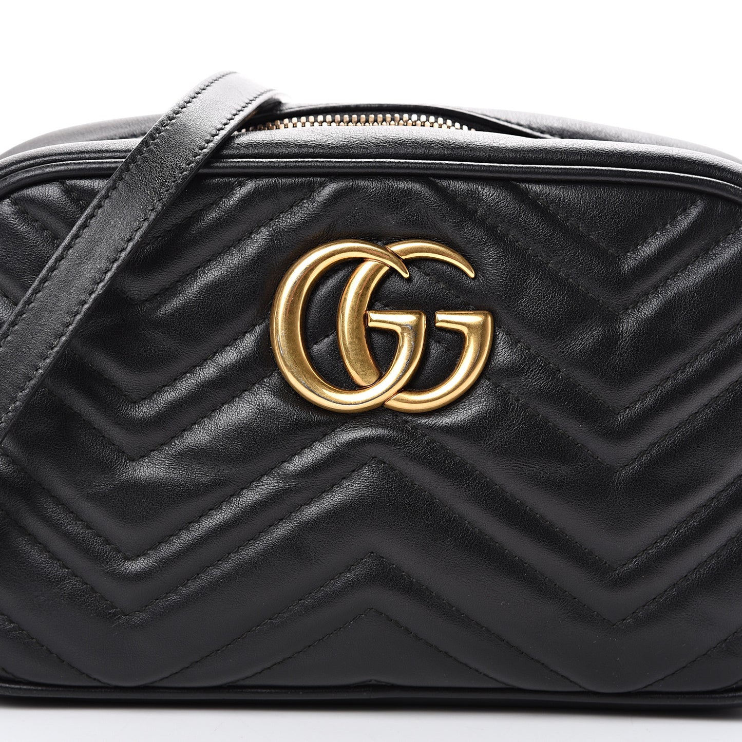 Calfskin Matelasse Small GG Marmont Chain Shoulder Bag Black