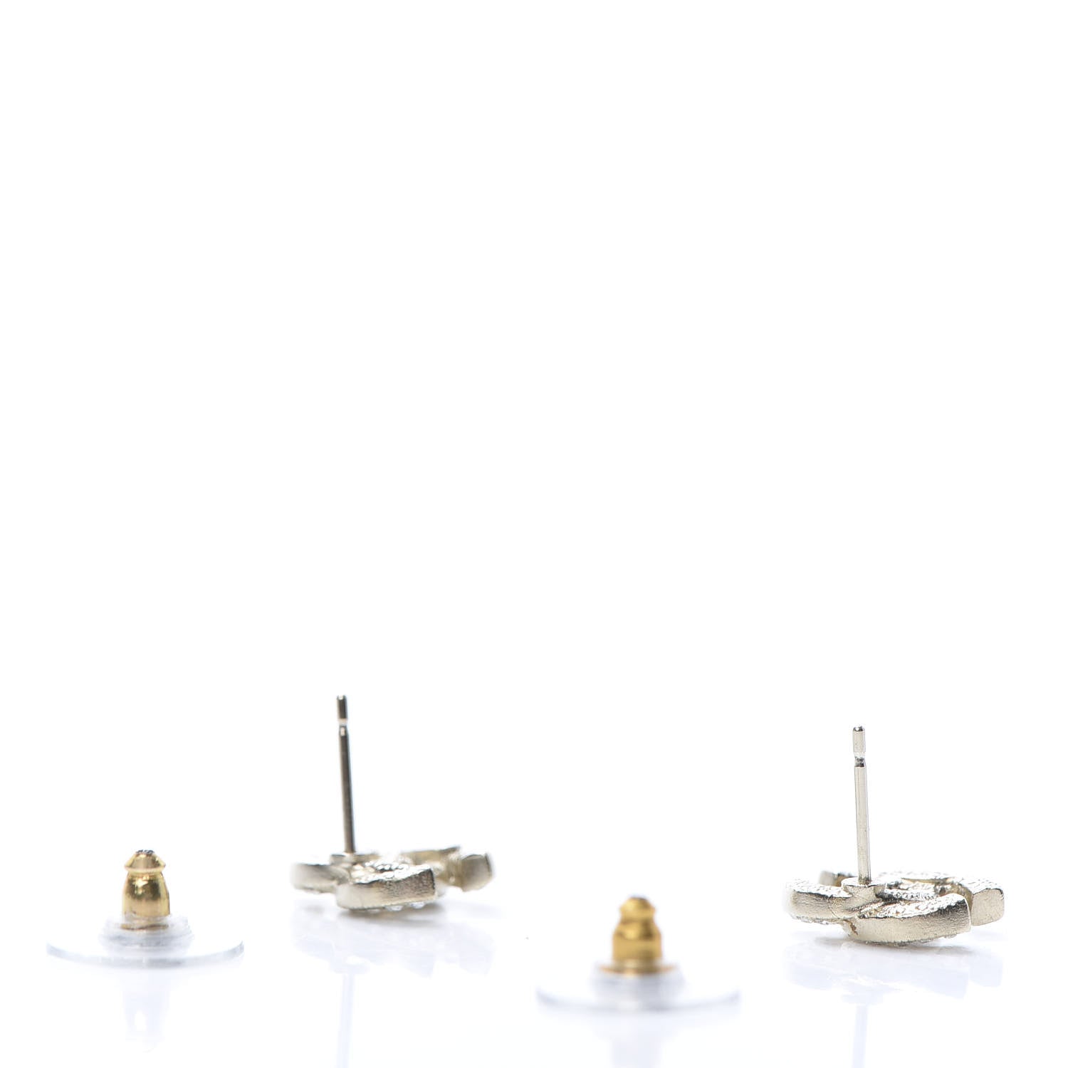 Chanel Crystal Timeless CC Earrings Light Gold 3 of 4