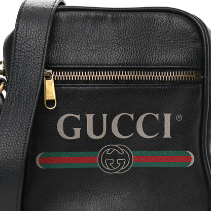 Gucci Grained Calfskin Logo Messenger Bag Black 8 of 13