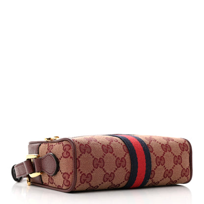 Gucci Monogram Textured Dollar Calfskin Web Mini Ophidia Shoulder Bag Sahara Rubino Chardonnay 4 of 14