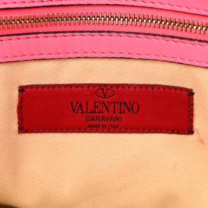 Valentino Garavani Vitello Rockstud Double Handle Tote Fuxia Fluo 6 of 15