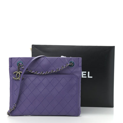 Chanel Calfskin Wild Stitch Small Shopping Tote Purple 11 of 11