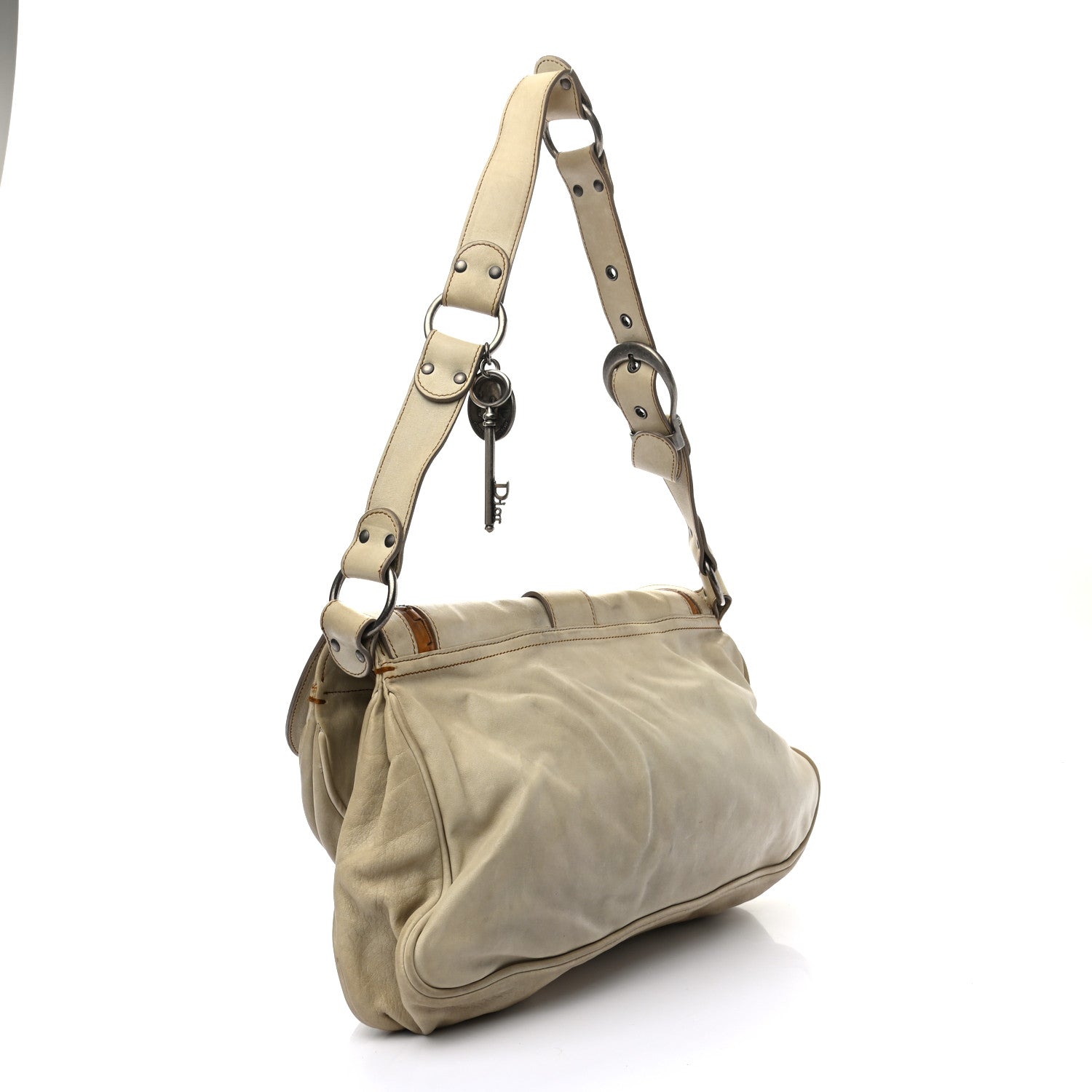Christian Dior Calfskin Medium Gaucho Double Saddle Bag Ivory 3 of 15