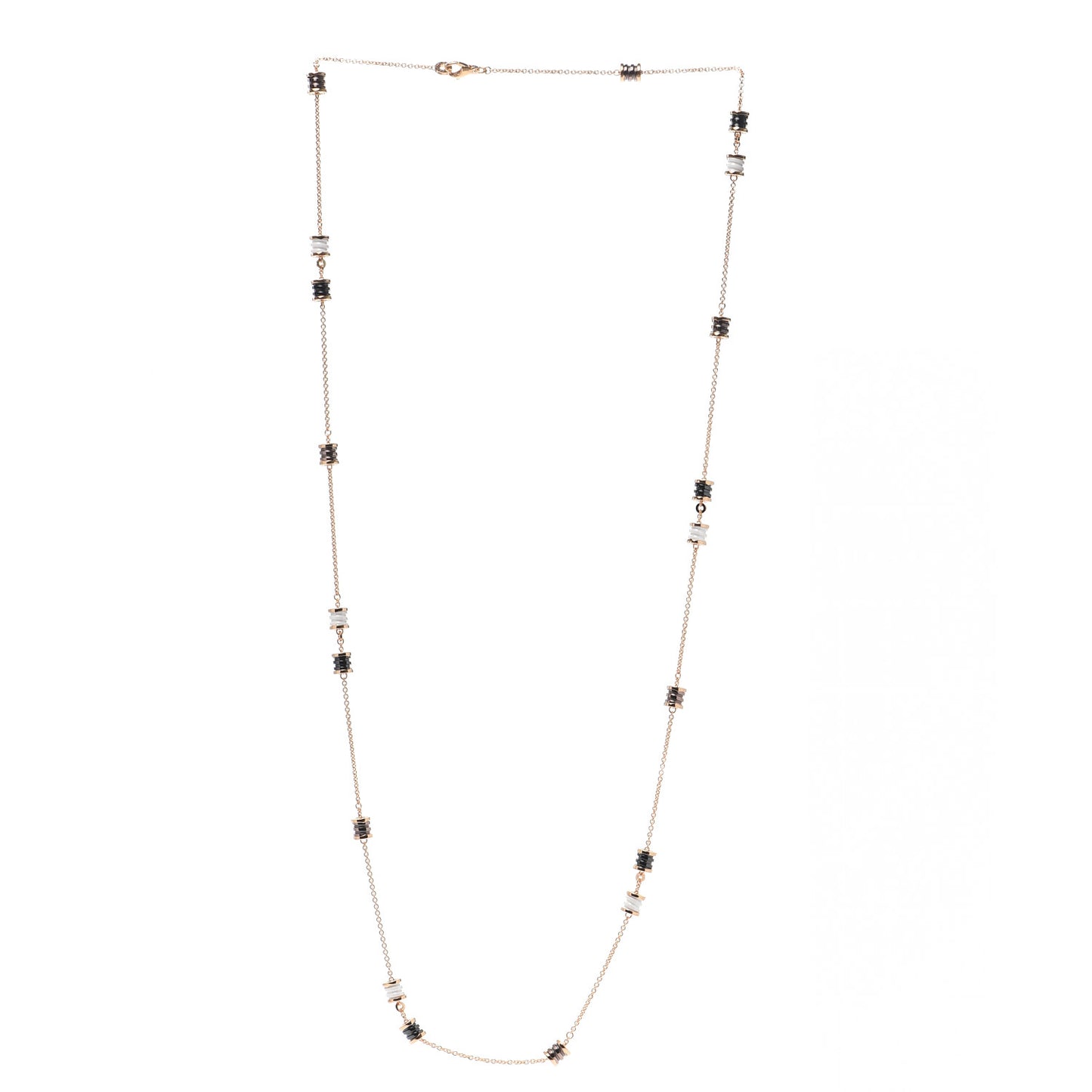 18K Rose Gold Black White Cermet Ceramic B.Zero1 Station Necklace