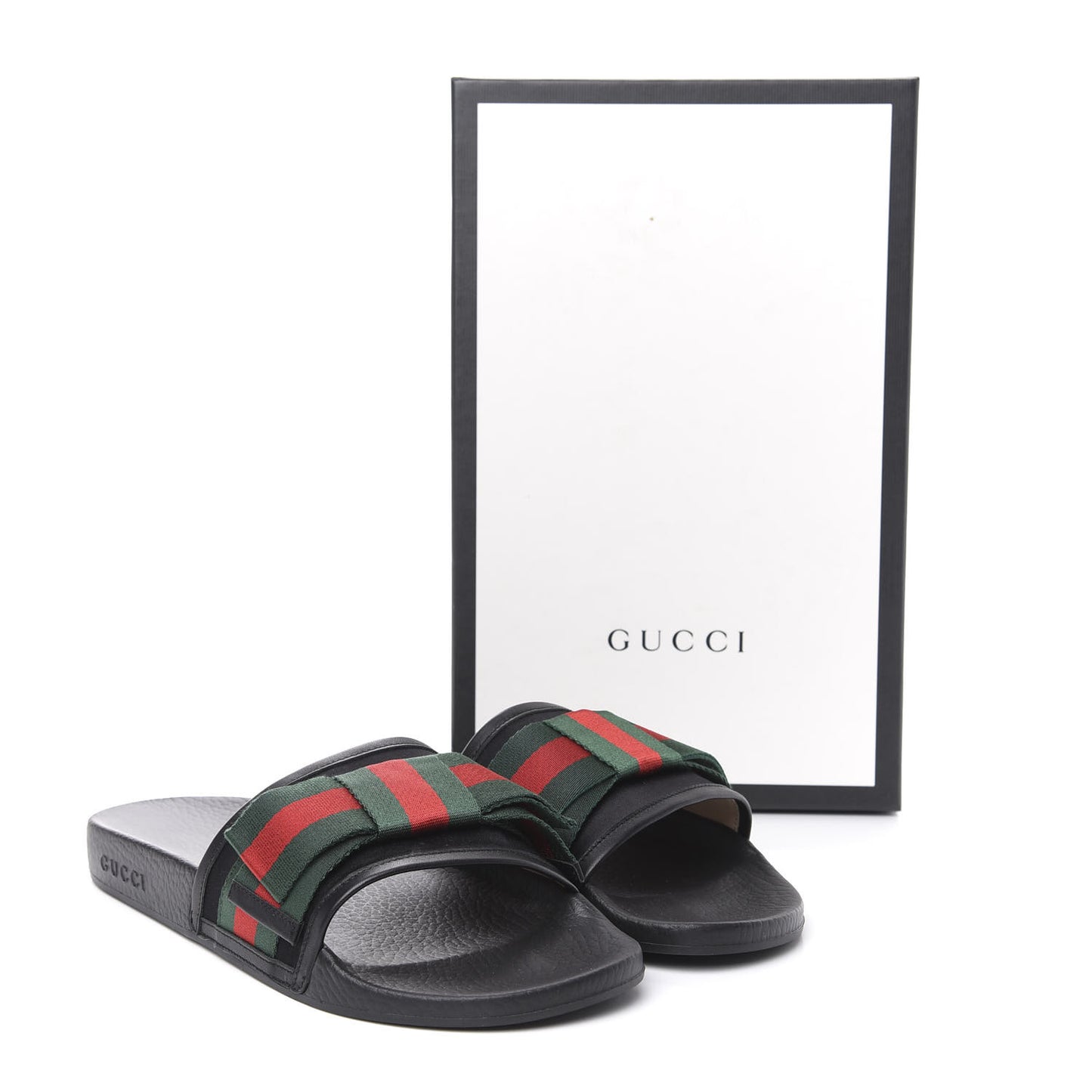 Satin Web Bow Slide Sandals 41 Black