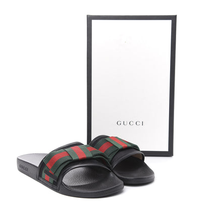 Gucci Satin Web Bow Slide Sandals 41 Black 9 of 9