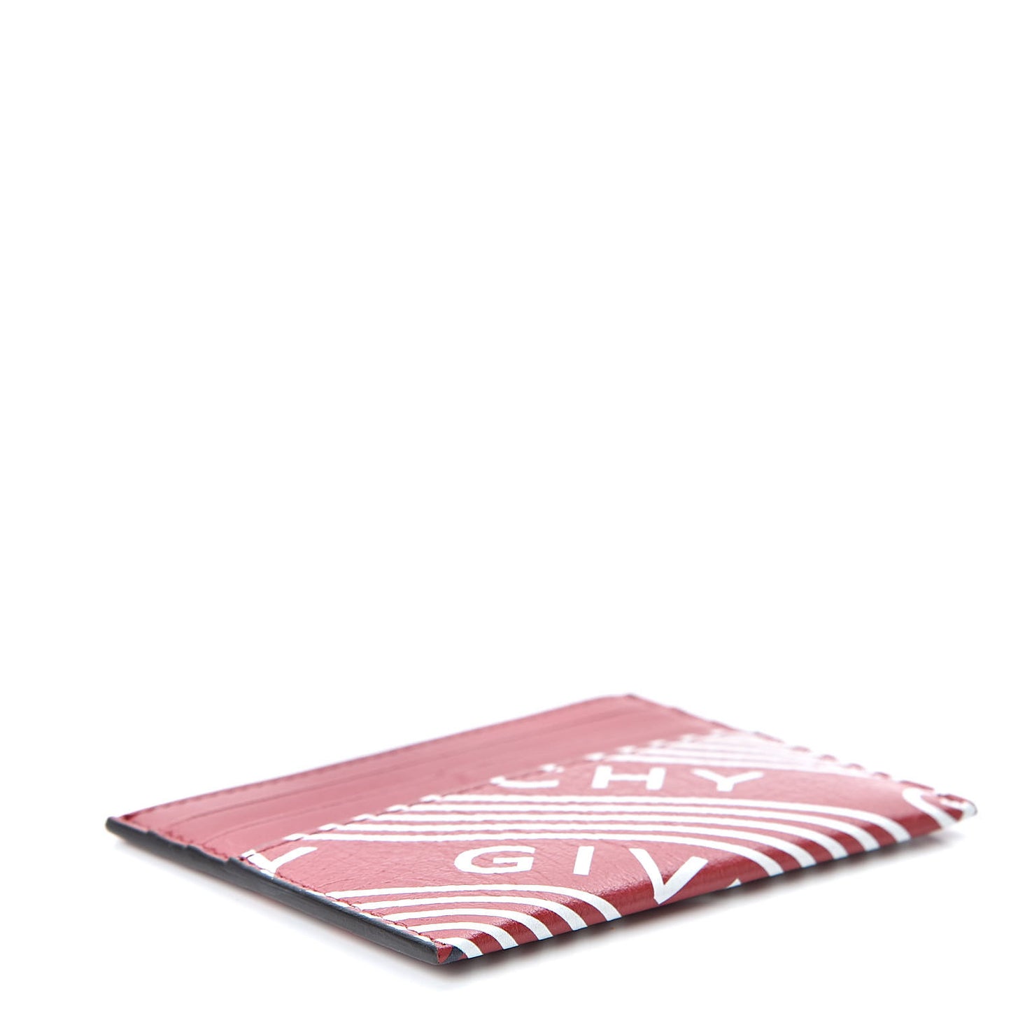 Lambskin logo Printed Card Holder Red
