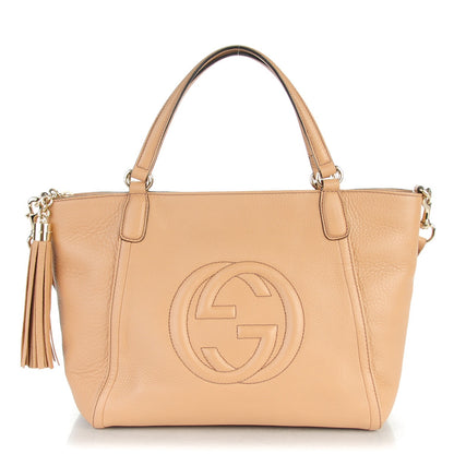 Gucci Pebbled Calfskin Small Soho Top Handle Bag Camelia 1 of 7