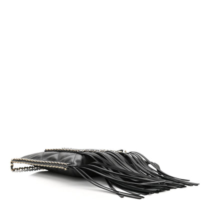 Chanel Calfskin Quilted Fringe Small Shopping Bag Black 4 of 11