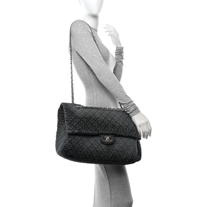 Chanel Denim Quilted Denimpression XXL Flap Grey Black 3 of 11