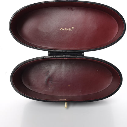 Chanel Lambskin Quilted Oval Vanity Train Case Navy 5 of 22