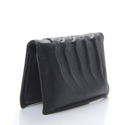 Alexander McQueen Embossed Calfskin Rib Cage Bi Fold Card Holder Black 2 of 8