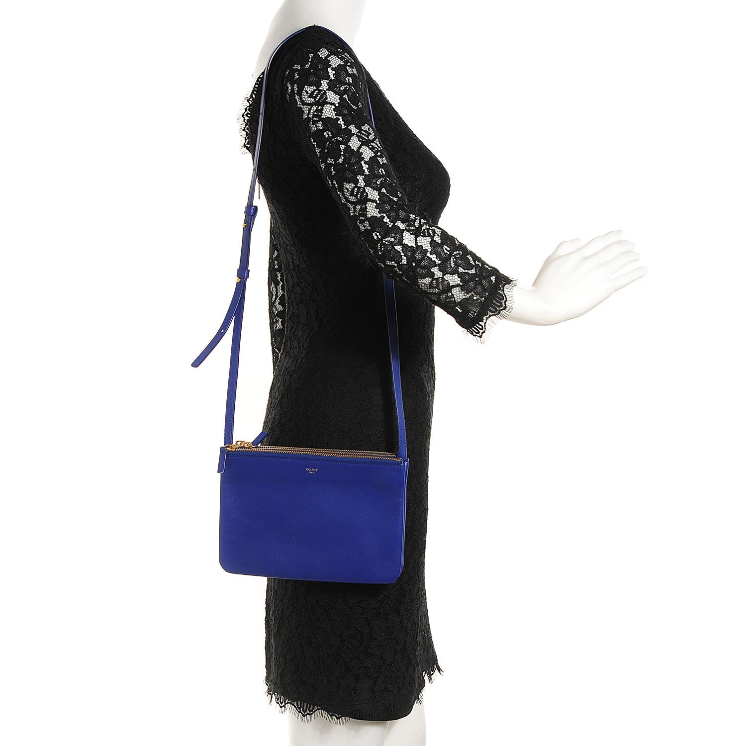 Celine Lambskin Small Trio Crossbody Bag Indigo 2 of 7