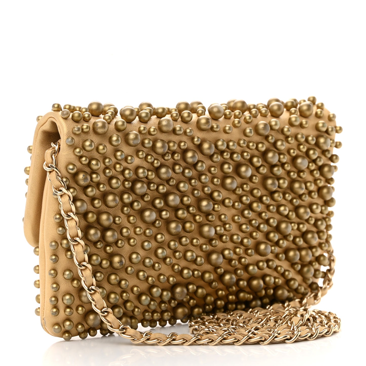 Lambskin Pearls Flap Gold