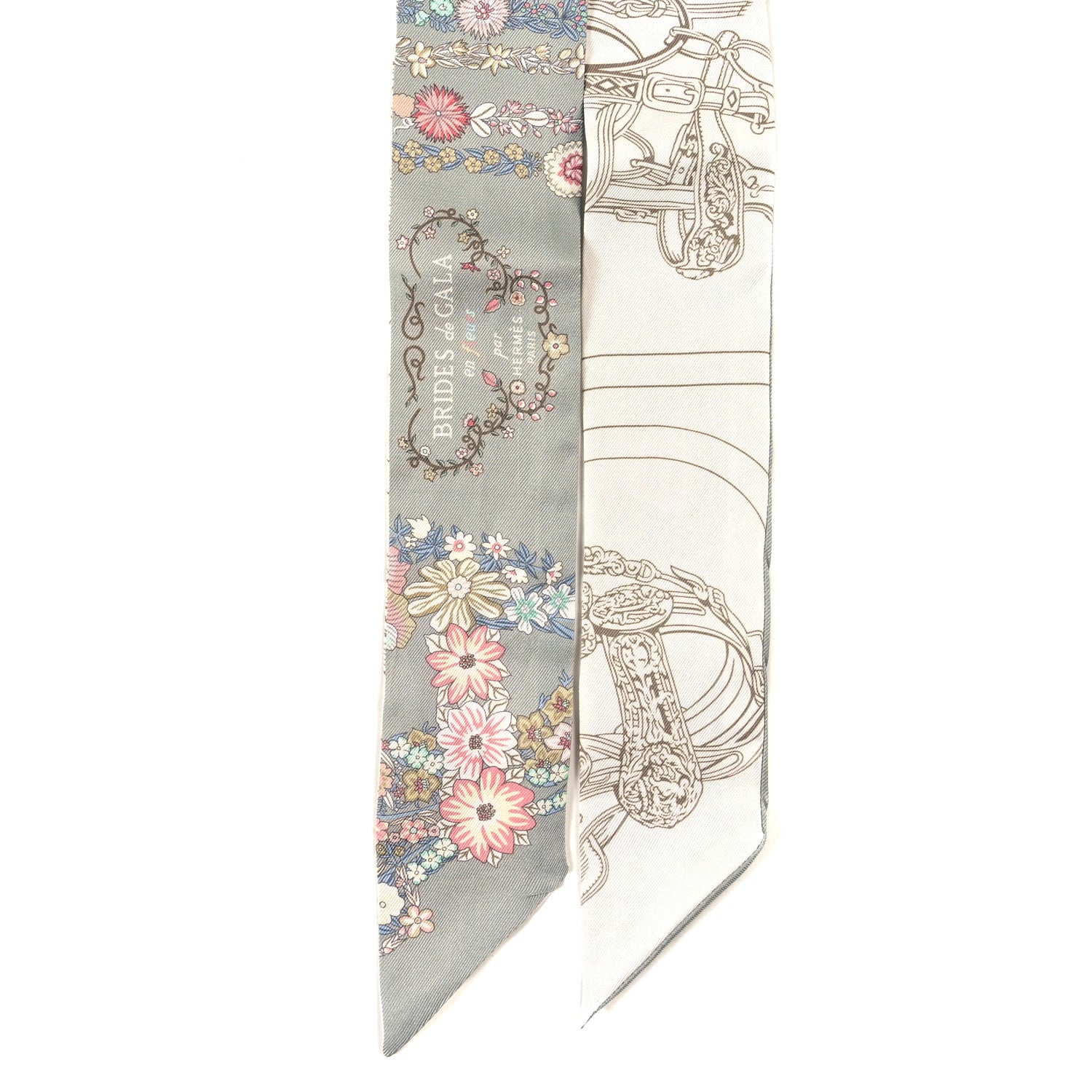 Hermes Silk Brides De Gala En Fleurs Twilly Vert Amande Rose 2 of 3